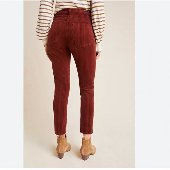 COH OLIVIA BROWN RUSTY HIGH RISE BUTTON FLY SLIM ANKLE CORDUROY PANTS - 27 - Picture 2 of 11